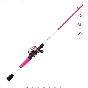 Pink and White Fishing Rod with Reel